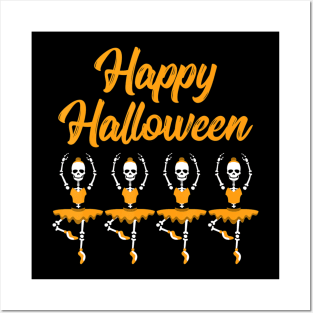 Halloween T Shirt For Dancers Dancing Skeleton Ballet Gift Posters and Art